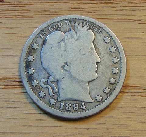 1894 SILVER BARBER QUARTER DOLLAR Cover