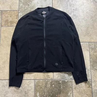 Y2K Harley Davidson Full Zip Jacket Women L Black Biker Fleece Sweatshirt VTG - Image 1 of 4