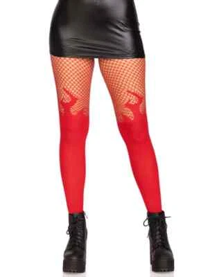 New Leg Avenue 9729 Flame Net Fishnet Tights Pantyhose Red or Black - Image 1 of 4