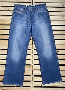 Diesel Industry Jeans 32X29 Blue Button Fly Straight Leg Whiskers Distressed - Picture 1 of 10