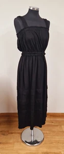 Warehouse schwarzes Midikleid Gr. 8 Piqué Rüschen Stufen Träger Sommer NEU mit Etikett - Bild 1 von 10