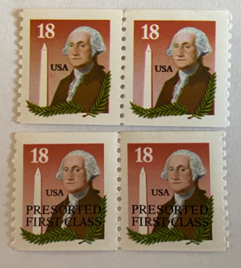 US Stamp 18 Cent SC# 2149 And 2149a Coil Strip of 2  George Washington MNH - Image 1 of 4