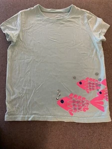 Girls Vineyard Vines Pastel Mint Green Short Sleeve Shirt Glitter Fish Size M - Picture 1 of 4