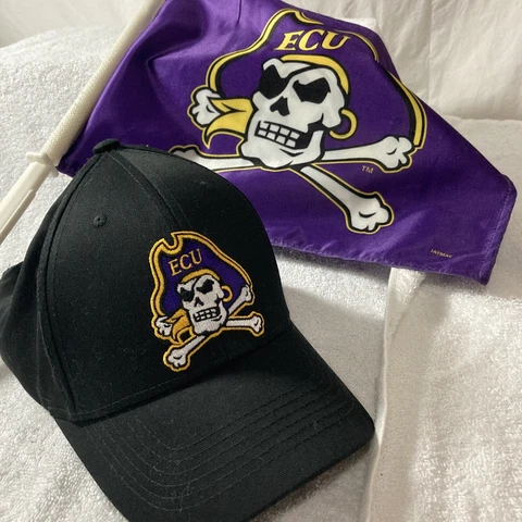 East Carolina University ECU Pirate Hat and ECU Car Flag Cover