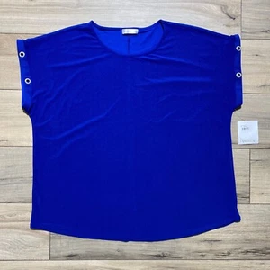 89th & Madison Womens Dolman Short Sleeve Top with Jewels Size 3X Electric Blue - Picture 1 of 9