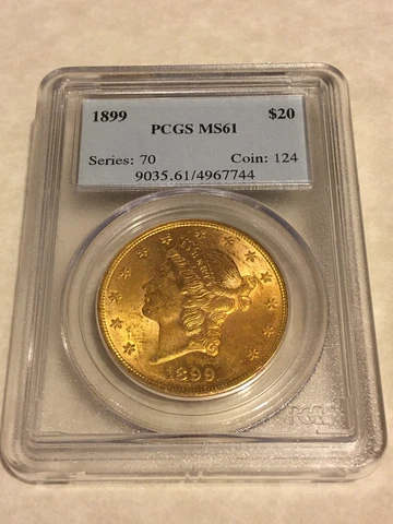 1899 MS61 PCGS $20 Liberty Double Eagle Gold very nice appeal classic holder Cover