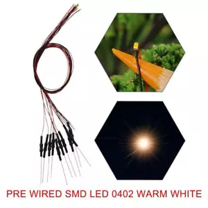 20pcs Pre-wired SMD LED 0402 Warm White micro 32awg Wire Lights with Resistors - Picture 1 of 5