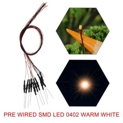 20pcs Pre-wired 32awg Wire Warm White 0402 SMD LED Lights Free Resistors L0402WM - Image 1 of 4