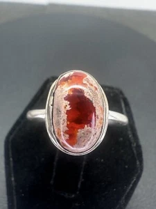 Sterling Silver New Mexican Fire Opal Ring Size 9.25 - Picture 1 of 3