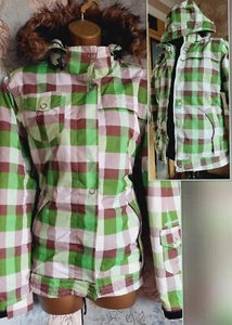 Womens White Rock Snow Ski Surf Jacket Coat Waterproof Green Check £130 16 18 - Picture 1 of 24