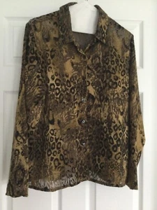 Women’s Coldwater Creek blouse, large, Animal Print, semi sheer, long sleeve - Picture 1 of 6