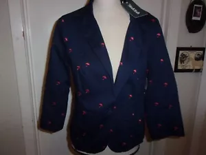 Modcloth Womens Blazer Jacket Single Button Pockets Umbrella Print size 12 (B17) - Picture 1 of 8