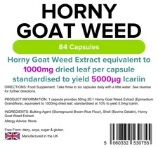 Horny Goat Weed 1000mg - 84 Capsules - [Lindens 0755]