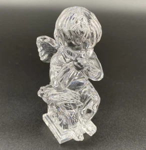 WATERFORD Crystal Lismore Praying Cherub Angel Sitting Bowing Head Figure Signed - Picture 1 of 9
