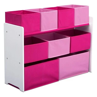 Organizador de brinquedos multibanco de luxo com caixas de armazenamento, caixas brancas/rosa - Imagem 1 de 4
