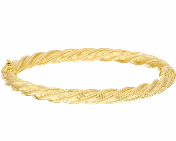 Brazalete con bisagras ovaladas torcidas de bronce amarillo de Bronzo Italia talla pequeña/promedio Foto 1 de 1