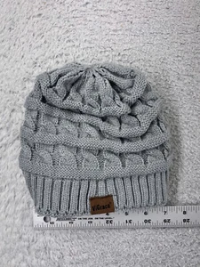 ViGrace Beanie Toque Youth Girls Gray Knit Fleece Lined Warm 100% Acrylic - Picture 1 of 6