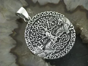 Kettenanhänger Baum des Lebens Silber 925 Lebensbaum Weltenbaum Medaillon Wolf - Bild 1 von 4
