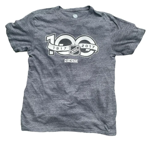 NHL 100 Years Anniversary RARE T Shirt 1917-2017 Size Medium CCM Avalanche Bolt Cover