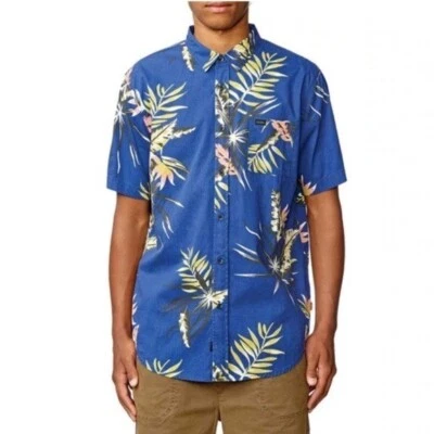 GLOBE Paradise Found Button Down Shirt - Size Large- Blue Tropical- Short Sleeve - Image 1 of 4