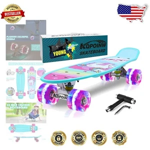 No Assembly 22" Skateboard for Kids – Perfect Birthday Gift with Light-Up Wheels - Picture 1 of 9