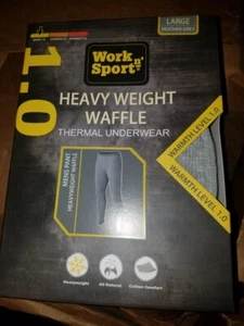 Work n' Sport Herren Waffel Thermo Unterwäsche Hose Meliert Grau LARGE - Bild 1 von 4