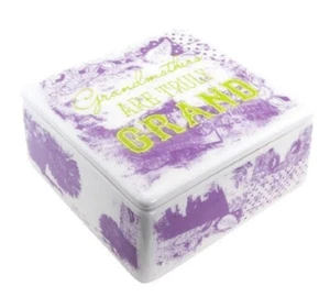 Großmütter sind wirklich groß Keramik lila weiß bedeckt Schmuckschatulle - Bild 1 von 3