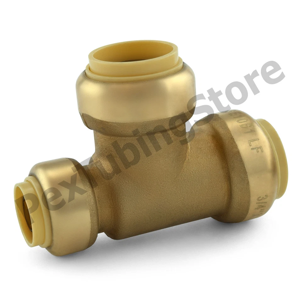 3/4" x 1/2" x 3/4" Sharkbite Style (Push-Fit) Push to Connect LF Brass Tee - Image 1 of 1