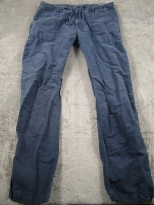 Pantalones Mexx Mujer 38x34 Azul Mezcla de Lino Informales Bolsillos Cordón Foto 1 de 4