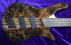 Spector NS Dimension 4-String, Super Faded Black Gloss Over Poplar Burl / Wenge - Picture 1 of 7