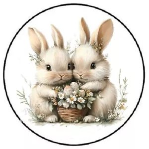 ADORABLE BUNNIES EASTER ENVELOPE SEALS LABELS STICKERS PARTY FAVORS - Picture 1 of 2