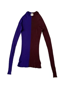 TOP DE PUNTO TOD'S BICOLOR MARRÓN BORGOÑA Y PÚRPURA SEDA - TALLA XS - Imagen 1 de 11
