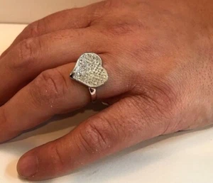 2Ct Round Cut Simulated Diamond Wedding Heart Women's Ring 14k White Gold Plated - Picture 1 of 3