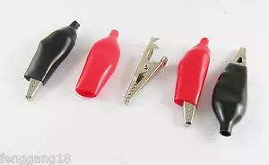 10x Batterieklemme Prüfspitze Krokodilklemme mit Manschette große Größe 45 mm schwarz & rot - Bild 1 von 3