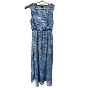 Style co Maxi Dress Womens Size M Blue Scoop Neck All Over Print Boho Bohemian - Picture 1 of 4