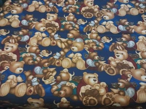 Timeless Treasures Bears Cats Dogs All Over Cotton Fabric 42" X 27" - Picture 1 of 7