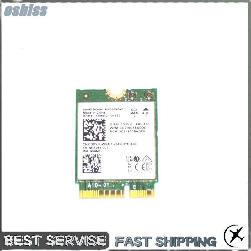 2230 CNVio2 Key E 802.11ax Wi-Fi Card G83J7 NEW Intel Wi-Fi 6E AX211NGW M.2 - Image 1 of 2