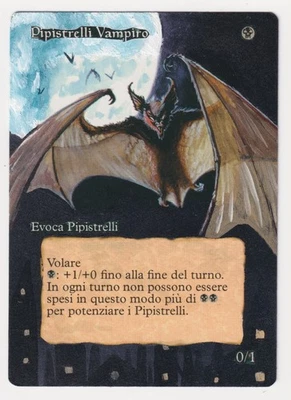 Altered Italian Vampire Bats HP Legends 1995 MTG Magic Hand Painted Unique Art! - Image 1 of 2