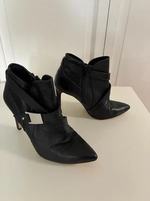 Guess Mujer Cuero Granee Botines Talla 8M Tacón Zapatos Negro Foto 1 de 4