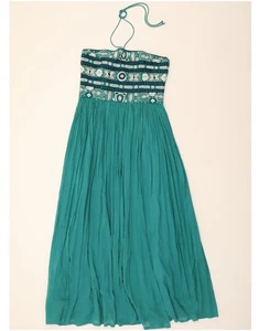 FRENCH CONNECTION Womens Halter Dress UK 12 Medium Green Floral Flax EX10 - Picture 1 of 2