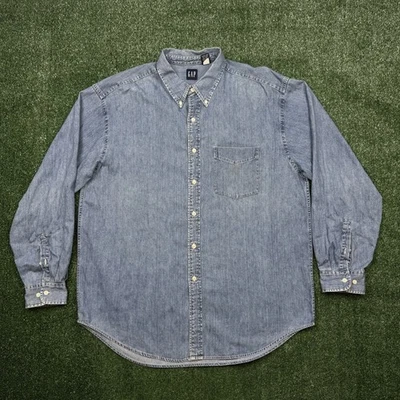 Camisa vaquera informal vintage de los 90 con botones para hombre talla XL azul manga larga Foto 1 de 4