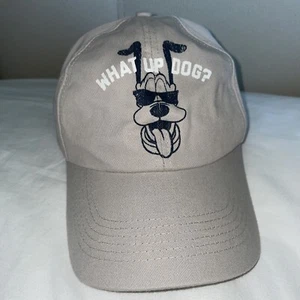 Disney Parks Pluto What's Up Dog Beige Adjustable Strap Baseball Cap Hat Adults - Picture 1 of 4