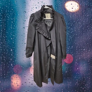 Women's Vintage Misty Harbor Ruffled Rain Trench Coat - Picture 1 of 4