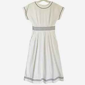 Rare Vintage Lanz Originals Sailor Midi Dress Fit & Flare White Old School Retro - Bild 1 von 13