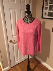 Talbots Sweater Pink Cable Knit Pullover XP Long Sleeve Cotton Blend Women's G5 - Picture 1 of 9