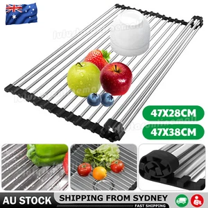 Dish Drainer Drying Rack Stainless Steel Kitchen Over Sink Organiser New - Picture 1 of 12