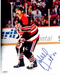 Michel Goulet Signed Autographed Chicago Blackhawks 8x10 inch Photo * Hockey HOF - Picture 1 of 2