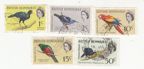 BRITISH HONDURAS 1962. Birds. Sc# 167-168, 172-73, 175. Used Cover
