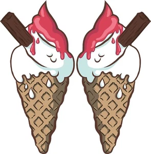 Ice Cream Cone Sticker Pair with Flake - Catering Ice Cream Van Window Trailer - Picture 1 of 1
