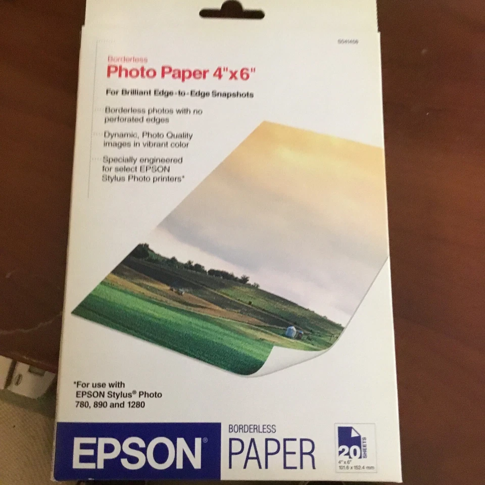 Epson Borderless Photo Paper (4x6, 20 Sheets). S041458 - Image 1 of 4